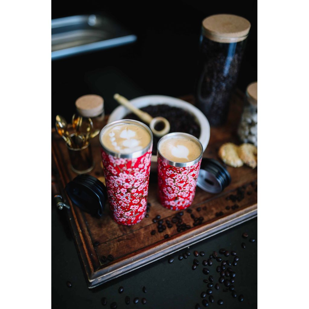 Travel Mug Flowers Rouge 470 ML - Visuel 1